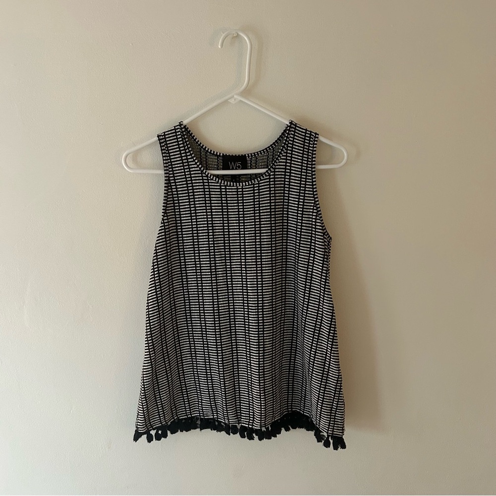 White & Black Tank Top W5 by Anthropology